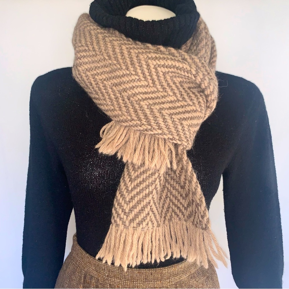 i r i s h :: John Branigan Earthy Irish Long Herringbone Wool Knit Scarf